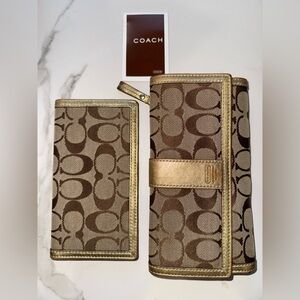 Coach Vintage Bundle Lot (2) Signature Wallet & Checkbook Holder